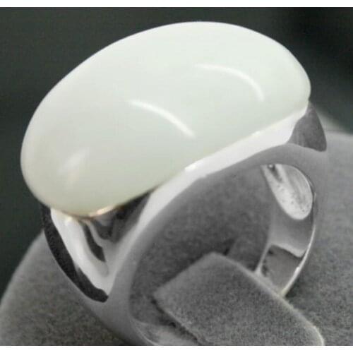 Fashion jewelry brinco wedding Natural stone men rings 15X21MM Genuine White Opal Bead & Marcasite 925 Sterling S