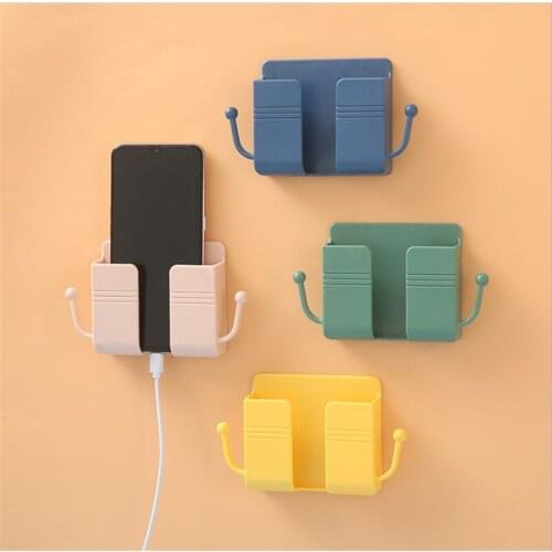 Remote Control Mobile Phone Plug Wall Holder Self-adhesive Punch Free Storage Rack Multipurpose Household E7