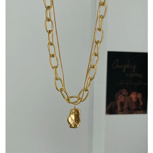 Irregular Pendant European American Multilayer Necklaces For Girl Hip-hop Light Luxury Gold Double Layered Necklace Chain Metal