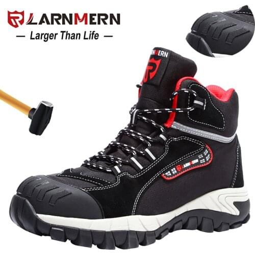 LARNMERN Mens Work Shoes Steel Toe Safety Shoes Comfortable Lightweight Anti-smashing Non-slip Construction Protective Footwear