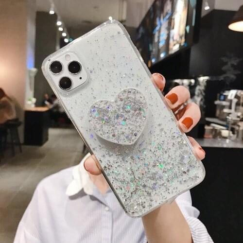 Luxury Glitter Love Heart ring holder bracket phone case For Samsung Note20Plus A7 2018 A10 A20 A30 A40 A50 A70 A80 A90 A10S