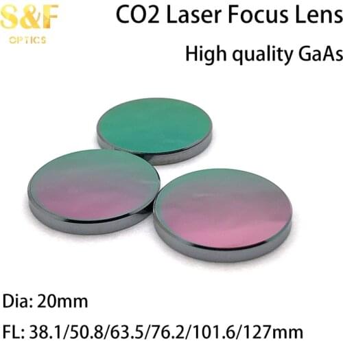 Superfine GaAs CO2 laser Focus Lens Dia. 20mm FL 50.8 63.5 101.6mm 1.5-4" for CO2 Laser cutting engraving machine