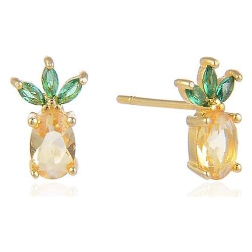 Ear Studs 925 Sterling Silver New Woman Fashion Jewelry High Quality Topaz Pineapple shape Earrings Girls birthday present