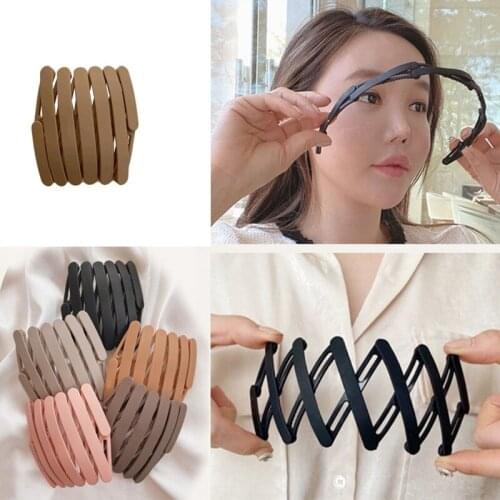 Foldable Headband Portable Travel Telescopic HairBand Women Invisible Hole Non-Slip Hair Hoops Adjustable Hair Accessories New