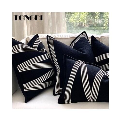 TONGDI Modern Thick Plush Sofa Pillow With Inner 45x45cm Geometric Elegant Soft Throw Decor For Home Living Cover Bed Room