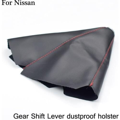 Car Styling For Nissan Qashqai Juke X-Trail Tiida Gear Shift Lever Stick Knob Black PU Leather Dustproof Cover