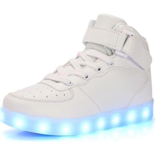 2019 New EUR 25-45 USB Charger Glowing Sneakers Led Children Lighting Shoes Boys Casual Girls illuminated Luminous Adult Sneaker