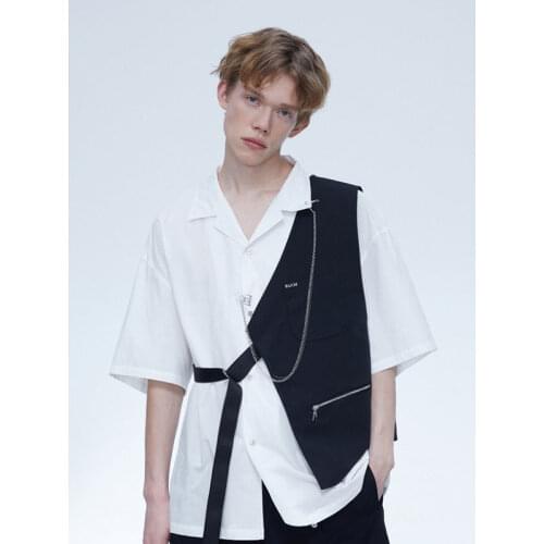 Advanced Patchwork Shirts for Men Fashion Designer 2021 Summer Short sleeve Loose Casual Couple Vest Mens Shirts Button Up Shirt