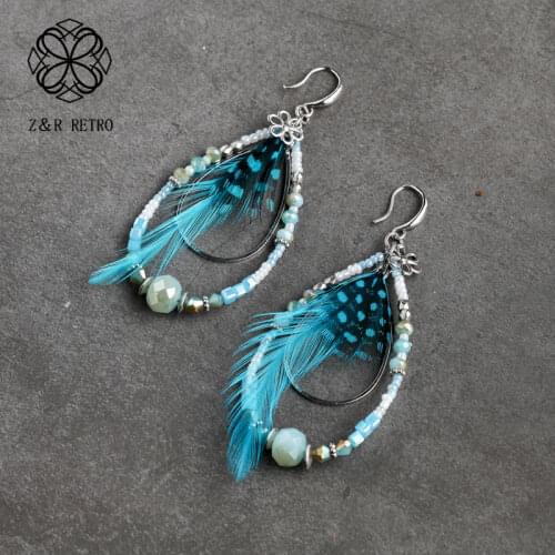 Dangle Earrings for Women Jewelry Hotsale Hollow Water Drop Feather Hook Earrings Cute Sweet Tear Drop Eardrop Trendy Beads 2021