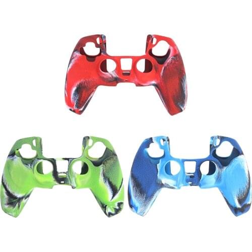 For DualSense Leather Texture Camo Silicone Hard Case Cover Skin Controller Protection Case Cover for PS5 Wireless Controller