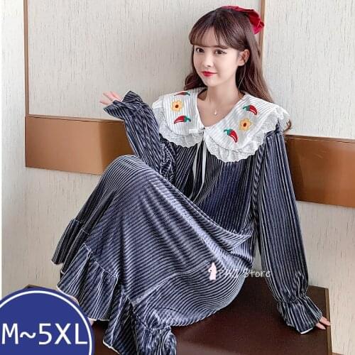 Women 5XL Large Size Nightgown Velvet Night Dress Kawail Sleepshirts Oversize Loose Warm Winter Woman Dressing Gown120kg Wear