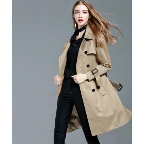 Plus Size Women Clothing Spring Autumn Double Breasted Long Coat 2017 New Fashion Belt Rench Coat For Women Outwears Trench Coat