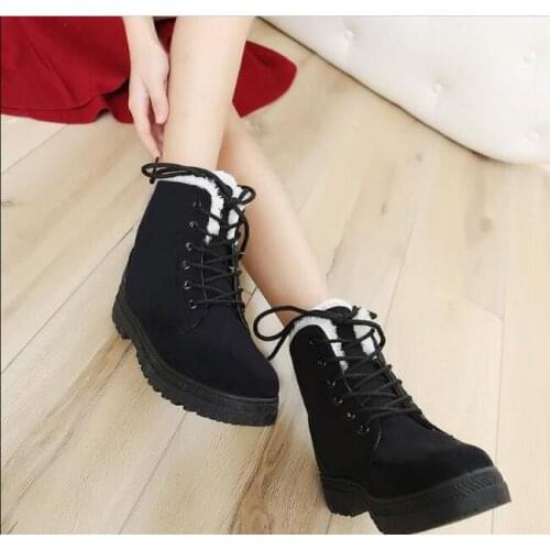 Womens Cotton Shoes Boots Womens Snow Boots New Ladies Snow Flat bottom versatile plus velvet Boots Winter New Womens Winter