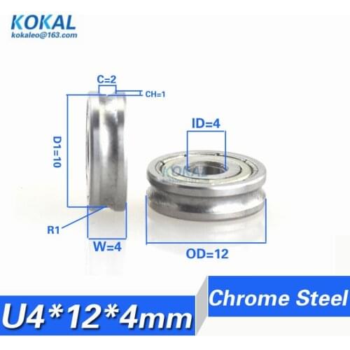 [U0412-4]1PCS high quality engraving machine 3D printer U concave U groove type track roller wheel pulley 604U 0412U 4*12*4