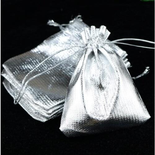 100pcs/lot 7x9cm Silver Cloth Gift Bag Drawstring Bag Jewelry Packing Bag Free Shipping