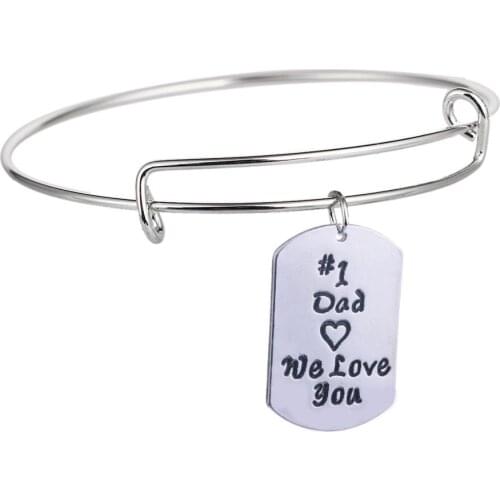 12PC Dad We Love You Dog Tag Pendant Bangles Adjustable Bracelets Family Dad Daddy Papa Fathers Day Gifts Xmas Party Gifts Hot