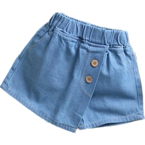 3-8Years Kids Girl Children Denim Pants Jeans Children Summer Pants Beach Shorts culotte divided skirt Clothes