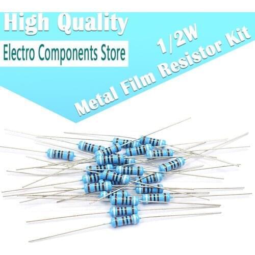 300PCS/Lot 30Values 1/2W 0.1R~750R Ohm Resistance 1% Metal Film Resistor Resistance Assortment Kit Set DIY Electronic Kit