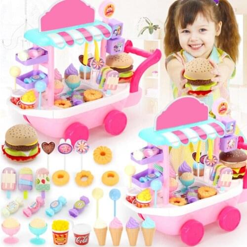 36pcs Mini Candy Trolley Girl Puzzle Play House Toy Simulation Ice Cream Candy Cart Exquisite Birthday Gift For Kids