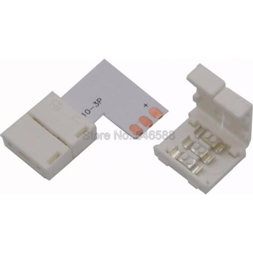 5pcs/lot LED Strip Connector 3Pin 3 Pins 10mm L Shape / T Shape / X Shape Free Welding Clip Connector for WS2811 WS2812B Strip