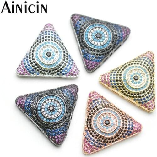 5pcs New Design Triangle Shape Connectors Black Blue Red Rhinestone Setting Fashion Jewelry Making Findings