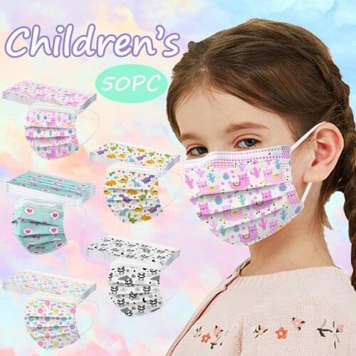 50pc Kids Childrens Disposable Face 3ply Ear Loop Маска Для Лица Маски Mascarilla Máscara Monder Scarf Halloween Cosplay Mask