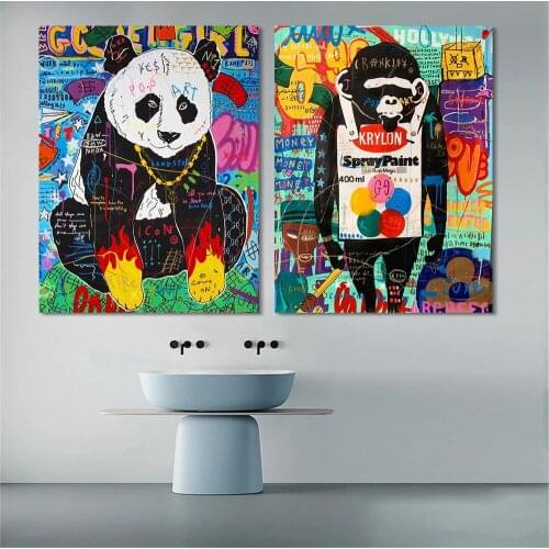 Abstract Graffiti Street Canvas Painting Banksy Wall Art Prints and Posters Pictures Cafe Living Room Decoration