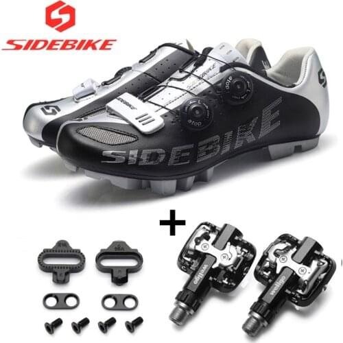 Sidebike mtb shoes men cycling shoes bicycle mountain bike self-locking atop professional racing shoes sets including pedal