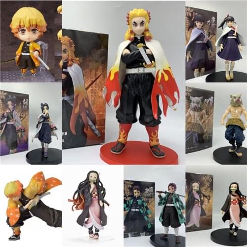 Demon Slayer Figure Model Tanjirou Holding Sword Shinobu Nezuko Zenitsu Kyoujurou Giyuu PVC Action Figure Toy Gift Collect
