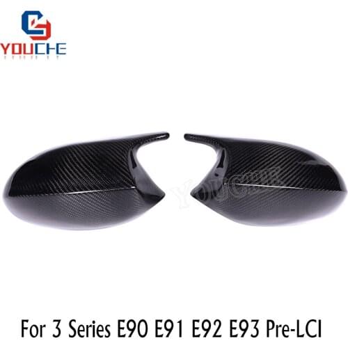 E92 Carbon Fiber Mirror Cover M3 Style for BMW 3 Series E92 E93 06-09 E90 E91 Pre-LCI 05-07 1:1 Replacement Part Rear Mirror Cap