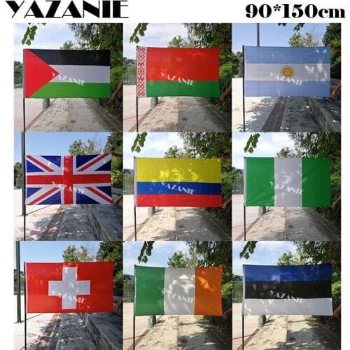 YAZANIE 90x150cm Palestine Belarus Argentina United Kingdom Colombia Nigeria Switzerland Irelan Estonia Flags and Banners