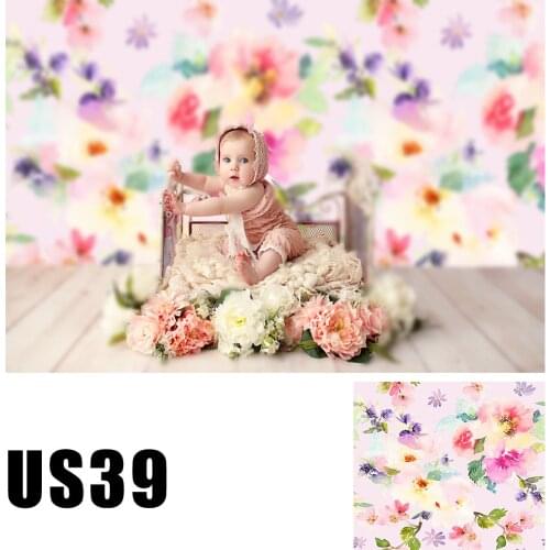 Baby Kids Photo Booth Background Pastel Watercolor Floral Spring Photography Backdrop Newborn Photo Studio Portrait Wallpaper