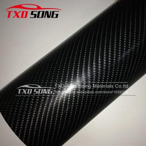 Glossy Black 4D Carbon Fiber Vinyl Wrap With Air-release Gloss 4D black Carbon Film Car Wrap styling Glossy 4D carbon sticker