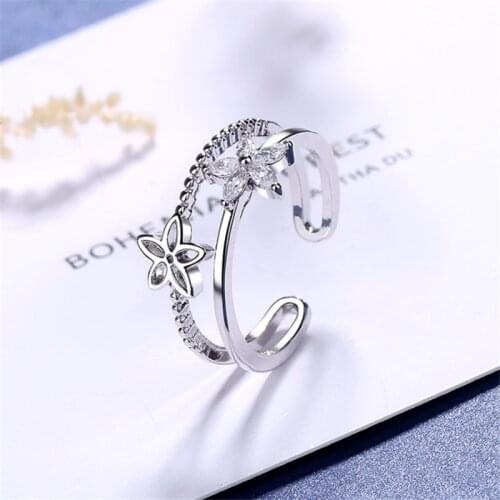 2020New Arrival Korean Fashion Bridal Sets Adjustable Rings Plant Flower Tibetan Sliver Open Ring For Women&Ladies Jewelry R280