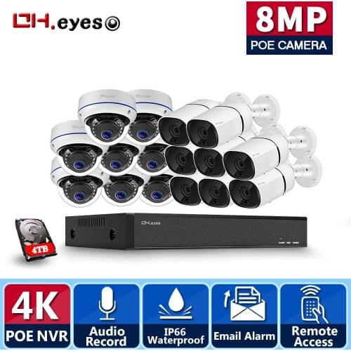 OH.eyes 4K Ultra HD 16CH NVR Kit H.265+ CCTV Security System 8MP CCTV System IR Night Vision Video Security Surveillance Kits