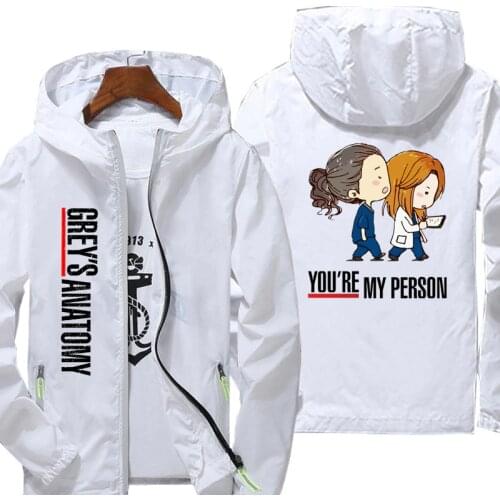 Gray Anatomy Graphic Jacket women Autumn reflective zipper Windbreaker waterproof Jackets men street casual Hooded thin Coats
