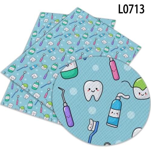 Cute Cartoon Tooth Pattern Artificial Leather Sheet for DIY Gift Sewing Bag Accessory Decoration 22*30cm