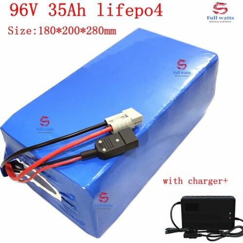 Lithium batetry 96v 35Ah Lifepo4 battery pack BMS 32S 102V for inverter vehicle ebike scooter Motorcycle 3000W + 5A charger