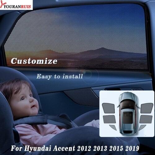 Magnetic Customize Car Sunshade Mesh Sun shade Side Windows Car curtain Visor Anti-UV Insulation For Hyundai Accent 2012-2019