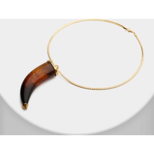 Amorita boutique Animal horns pendant design necklace resin fashion Necklaces