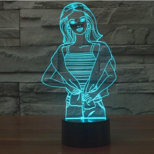 Fashion Girl Night Light 3D Visual Lamp Colorful Usb Table Lampara Lampe Baby Sleepin Bedside Lamp Best Gift for Kids Gift