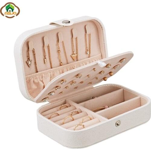 Msjo Jewelry Storage Box Simple Girl Earrings Plate Jewelry Box Leather Earrings Ring Multi-function Jewelry Storage Organize