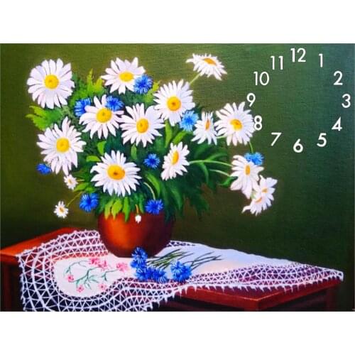 Full Square Round 5D Diamond Painting Kit With Clock Mechanism Cross stitch Diamond Embroidery Mosaic Flower Gift