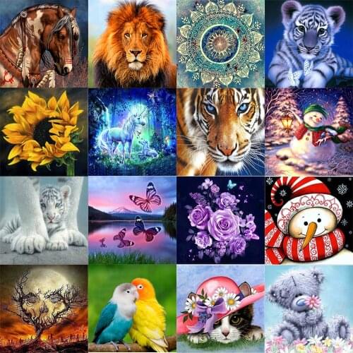 5D round diy Handicrafts diamond embroidery mosaic painting kits wall cross sticker Animal wolf and tiger picture home gift