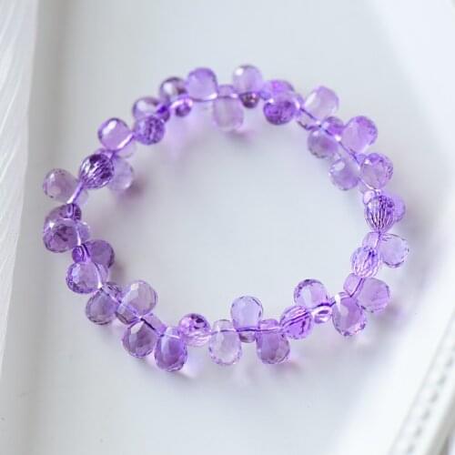 Genuine Natural Lavender Amethyst Quartz Purple Clear Water Drop Beads Bracelet 6mm 7mm 8mm 9mm Crystal Women Healing AAAAAA