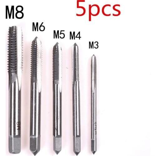 New 5Pcs/Set M3 M4 M5 M6 M8 HSS Machine Straight Fluted Screw Thread Metric Plug Hand Tap Drill Set Hand Tools