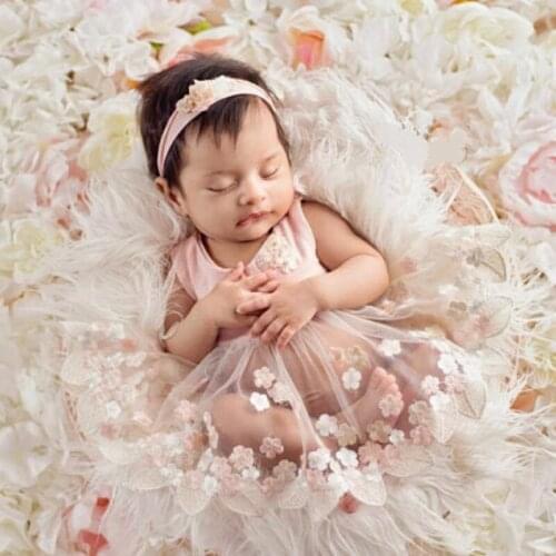 New fashion princess girl photography clothing net gauze embroidery flower photo dress net gauze newborn photography props