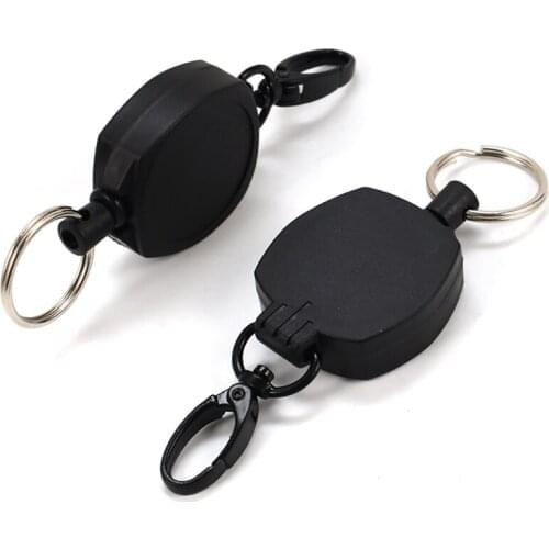 Outdoor Carabiner Key Ring Anti-lost Security Wire Rope Buckle Telescopic Keychain Outdoor Portable Camping Climbing Tools