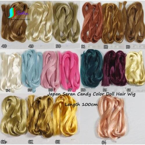 High Quality Length 100cm Candy Color Japan Saran Doll Hair Wig Accessories DIY Hand Toy Ob BJD Bitsu Azone Doll Soft Hair Wig