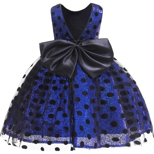 Princess Flower Girl Sequin Dot Big Bow Dress Summer Tutu Wedding Birthday Party Kids Dresses For Girls Childrens Costume dress